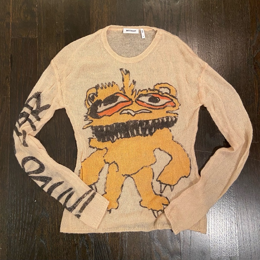 Weekday Fitted Knit Yarn Beige Monster Sweater